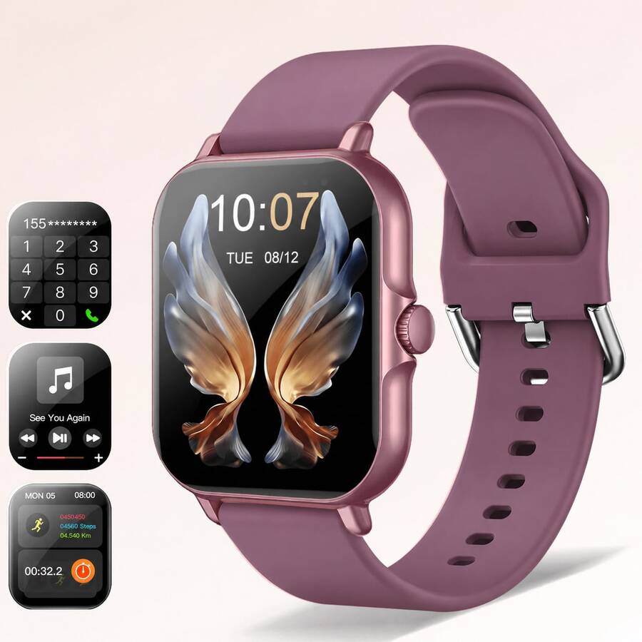 1pc Men's/Women's Silicone Strap Sports Smartwatch, Call/Answer Phone, Step/Calorie/Distance Tracking, Multiple Sports Modes, Call/Message Notification, Multifunctional Smart Watch, 2.01" Full Screen Touch HD Display, Compatible With Android/IOS Phones - Multicolor - View 1