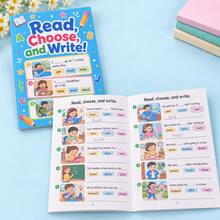 Children's English Vocabulary Reading & Writing Activity Book, Read Sentences From Pictures, Circle Answers & Write Words, Multi-Theme Colorful Illustrations, Suitable For Basic Reading Practice & Parent-Child Learning - Multicolor - View 3