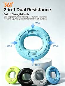 361degree 1pc 361° 30/40lbs Silicone Hand Grip Ring With Keychain, Portable Finger Strength Trainer Hand Grip Exerciser, Hand Grip Strength Enhancement Set, Climbing Fitness Stress Relief Hand Exerciser, Unisex Bag Charm Accessory - Multicolor - View 2