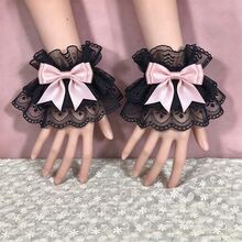 甜美荷葉邊蕾絲多色蝴蝶結女僕 Cosplay 手腕帶，適用於婚禮、派對、萬聖節 - 彩色 - 查看 15