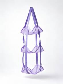Modern Polyester 3-Tier Hanging Ball Storage Organizer, Breathable Mesh Sports Gear Holder With Reinforced Straps, Over-Door Wall Rack For Basketball, Soccer, Volleyball, Helmets, Gym Bags, Fall Winter Garage, Dorm, Christmas Home Organizer - Multicolor - View 15