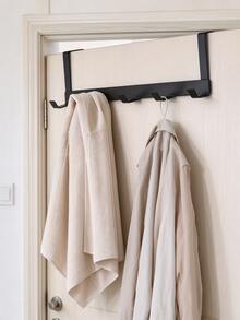 2/1pc Over-The-Door Hook Rack, No-Drill Door Hanger, 5-Hook Iron Clothes Rack, No-Trace Clothing Hook, Bedroom Bathroom Door Storage Hook, Door Rack, Home Decor - Multicolor - View 4