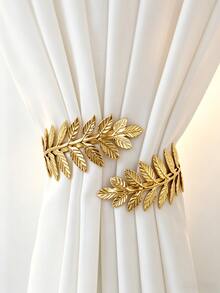 1/2PCS Light Luxury Leaf-Shaped Curtain Tiebacks, Bendable For Shaping, Easily Gather Your Curtains, Adding A Touch Of Beauty To Your Home Space. - Multicolor - View 3