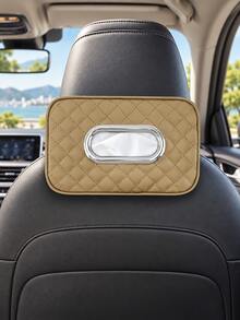Car Tissue Box PU Leather Car Tissue Box Quilted Headrest Tissue Storage Hanging Bag Rear Seat Hanging Rectangular Tissue Box Easy Access Tissue Box Car Interior Decoration Suitable For SUV, Sedan, Truck, Road Trip - A - View 16