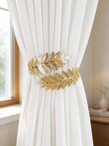 1/2PCS Light Luxury Leaf-Shaped Curtain Tiebacks, Bendable For Shaping, Easily Gather Your Curtains, Adding A Touch Of Beauty To Your Home Space. - Multicolor - View 1
