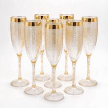 1/6/12pcs Acrylic Transparent Gold Flake High Stem Glasses, Various Quantities Available For Champagne And Cocktail, 5oz Rippled Acrylic Material, Suitable For Indoor And Outdoor Use, Parties, Picnics, Events - View 1