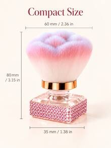 1pc Cute Rose Flower Makeup Brush, Soft Fluffy Mushroom Head Powder Brush With Sparkling Rhinestone Base, Portable Face Beauty Tool For Loose Powder, Blush, Makeup, Vanity, Travel & Gift - Makeup Brush - View 2