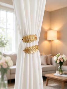 1/2PCS Light Luxury Leaf-Shaped Curtain Tiebacks, Bendable For Shaping, Easily Gather Your Curtains, Adding A Touch Of Beauty To Your Home Space. - Multicolor - View 2