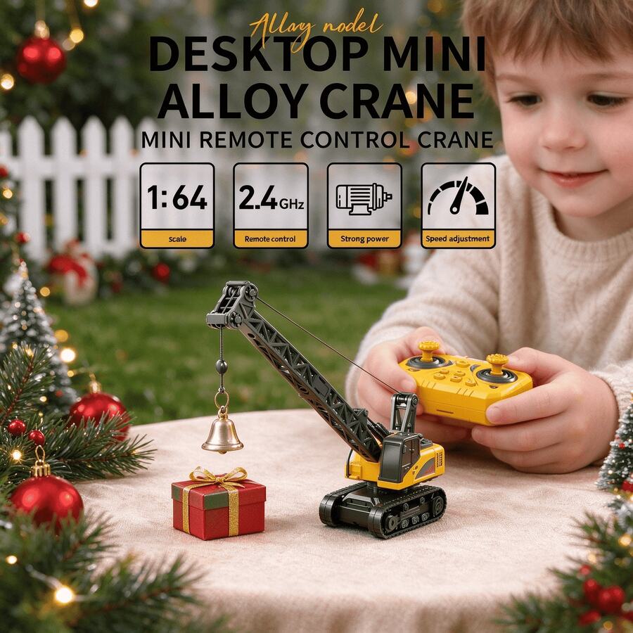 1pc/Set Crane Remote Control Toy, 2.4GHz Construction Vehicle Remote Control Toy, Green/Yellow Dual Color Construction Vehicle Simulation Toy Model, Educational Toy, Early Childhood Toy, Children's Toy, Holiday Gift, Christmas Gift, Birthday Gift - Multicolor - View 1