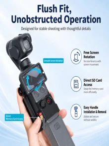 Magnetic Foldable Sports Camera Bracket, Multi-Function Adapter Frame, Compatible With DJI Pocket 3 / Pocket 4, With 1/4" Thread Interface For Tripod, Supports Connecting Fill Light & Microphone - View 4