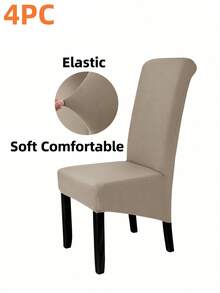 XL Size Elastic Dining Chair Cover, Suitable For Dining Room, Large Dining Chair Cover, Elastic Chair Cover, Parsons Chair Cover, High Elasticity Seat Cover, Dining Chair Cover With Elastic Band, XL/Extra Large Removable Washable Soft Spandex Dining Chair Cover, Suitable For Kitchen, Hotel Banquet, Solid Color (Light Mocha) - Multicolor - View 17