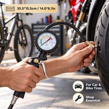 3-In-1 Tire Pressure Gun – -Plated Air Gauge With Inflator & Deflator For Car Tires – Universal Tire Chuck & Pressure Gauge For Auto, Truck, Motorcycle & Bike – Durable, Accurate & Easy To Use For Daily Maintenance - A - View 3