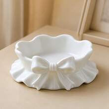 1pc Jewelry Storage Tray, Desktop Cosmetic Organizer, Bedroom Vanity Jewelry Storage Dish, Hair Accessories Ring Earring Necklace Storage Tray, Desktop Storage Basket, Bedroom Desktop Jewelry Storage Rack, Desktop Storage Container - White - View 5