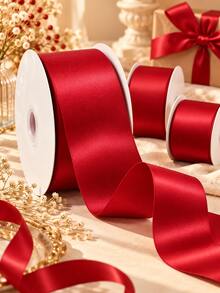 Dark Red Ribbon, Multiple Sizes Available, Soft And Smooth Satin Gift Wrapping Tape, Suitable For Bow Making, Wedding Decoration, Bouquet, Christmas, Valentine's Day, Festival Party And Handmade DIY - Satin Ribbon - View 1