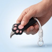 2pcs Set (1pc Cute Cat Paw Retractable Utility Knife + 1pc Lanyard) Portable Curved Blade Box Opener, Non-Slip Handle, Suitable For Home Package Unboxing, Crafting, Back To School And Office Desk Accessories - Multiple Styles - View 5