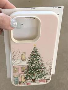 1件 白色雪花聖誕屋個性化極簡防摔軟 TPU 手機殼 全包覆防污保護殼 適用於 Apple 18 17 16 15 14 13 12 11 Pro Max Air 及系列 - 彩色 - 查看 2