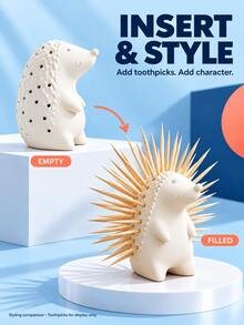 1pc Toothpick Holder, Cute Hedgehog Toothpick Organizer With Back Slots, Compact Animal Shaped Tabletop Storage Stand For Kitchen Countertop, Dining Table, Coffee Table, Home Decor And Housewarming Gift - Multicolor - View 1