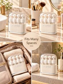 Bộ chai chiết du lịch trong suốt phong cách tối giản, có nắp chống bụi và đế lưu trữ, chai chiết nạp lại cầm tay chống rò rỉ, dùng cho du lịch nghỉ lễ, bàn phòng tắm, kỳ nghỉ hè, công tác và lưu trữ chăm sóc da hàng ngày - Nhiều màu - Xem 11