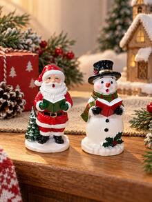 Christmas Resin Figurine Reading Book Santa Or Snowman Tabletop Ornament, Winter Holiday Desktop Xmas Home Decor - Christmas Ornament - View 1