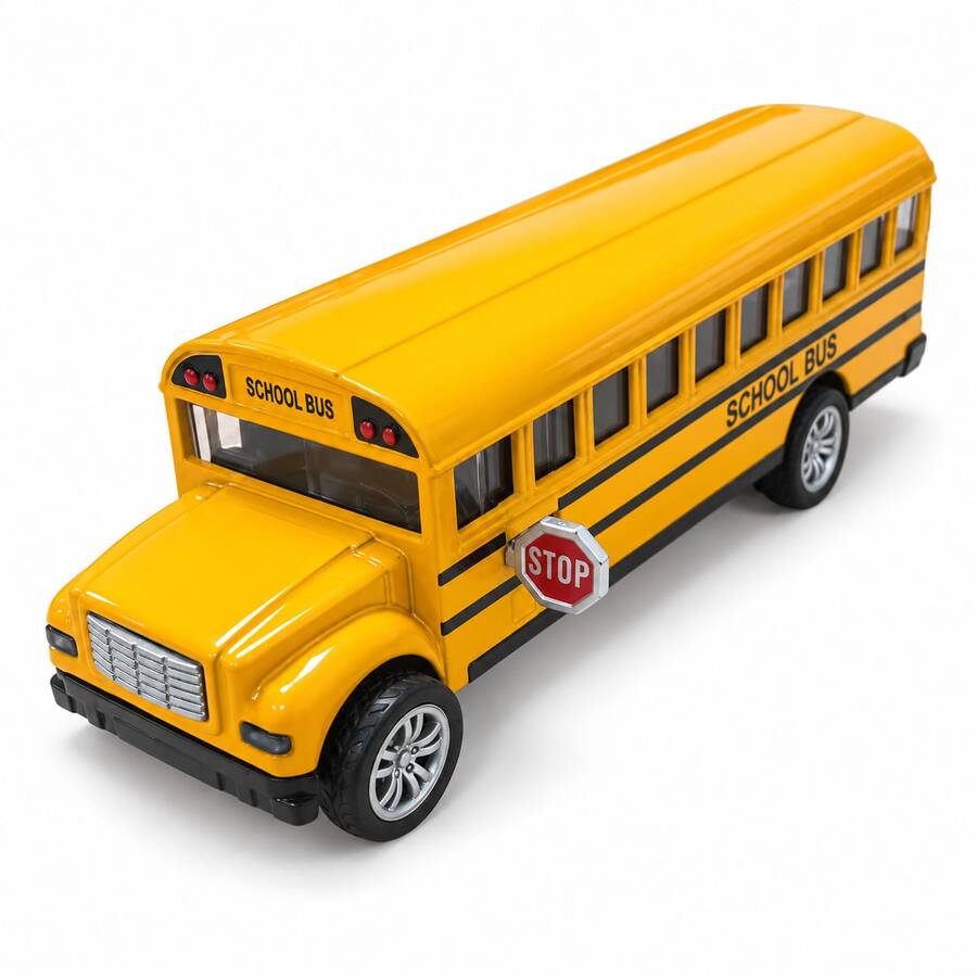 1 Buah (Dikemas dalam Kantong) Mainan Kendaraan Paduan Seng Sebagian - Mainan Bus Sekolah Paduan. Cetakan Die-Casting Paduan Berkualitas Tinggi, Fungsi Tarik Mundur. Kedua Pintu Samping Dapat Dibuka. Mainan Anak-Anak. Cocok untuk Anak Laki-Laki di Atas 3 Tahun. Hadiah. - Kuning - View 1