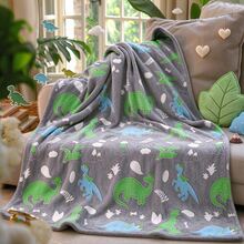 1pc Forest Volcano Dinosaur Glow-In-The-Dark Blanket, Soft Flannel Blanket, Suitable For Sofa, Living Room, Bedroom And Outdoors, Holiday Decoration Gift, Perfect For Teens And Adults - Multicolor - View 3