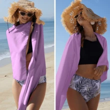 1pc/2pcs Purple Microfiber Quick-Dry Towel, High Absorbency Outdoor Camping Towel Beach Towel, Soft And Comfortable, Lightweight And Breathable, Mesh Bag Convenient Storage, Suitable For Outdoor Camping, Beach, Pool, Gym - Purple - View 7