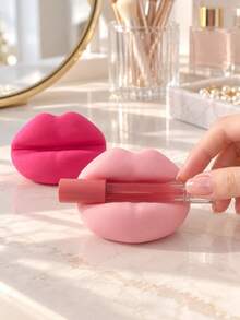 Tempat Lipstik Berbentuk Bibir Kreatif, Kotak Penyimpanan dan Tempat Pena Multifungsi untuk Meja, Pengatur Riasan (Lipstik Tidak Termasuk), Rak Penyimpanan Bibir, Kotak Penyimpanan dan Tempat Pena Kreatif untuk Meja, Dekorasi Rumah Minimalis, Ornamen Ruang Tamu, Ukuran Mini, Dicetak 3D, Hadiah Ideal untuk Wanita, Ornamen Dekoratif yang Lucu - MultiWarna - View 3