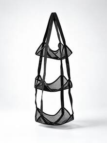 Modern Polyester 3-Tier Hanging Ball Storage Organizer, Breathable Mesh Sports Gear Holder With Reinforced Straps, Over-Door Wall Rack For Basketball, Soccer, Volleyball, Helmets, Gym Bags, Fall Winter Garage, Dorm, Christmas Home Organizer - Multicolor - View 13
