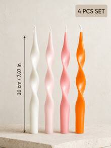 4 Buah Lilin Tangkai Panjang Berpilin, Lilin Dekoratif Desain Spiral Elegan, Cocok untuk Dekorasi Natal, Meja Pernikahan, Makan Malam Romantis, dan Dekorasi Rumah - Warna campuran - View 7