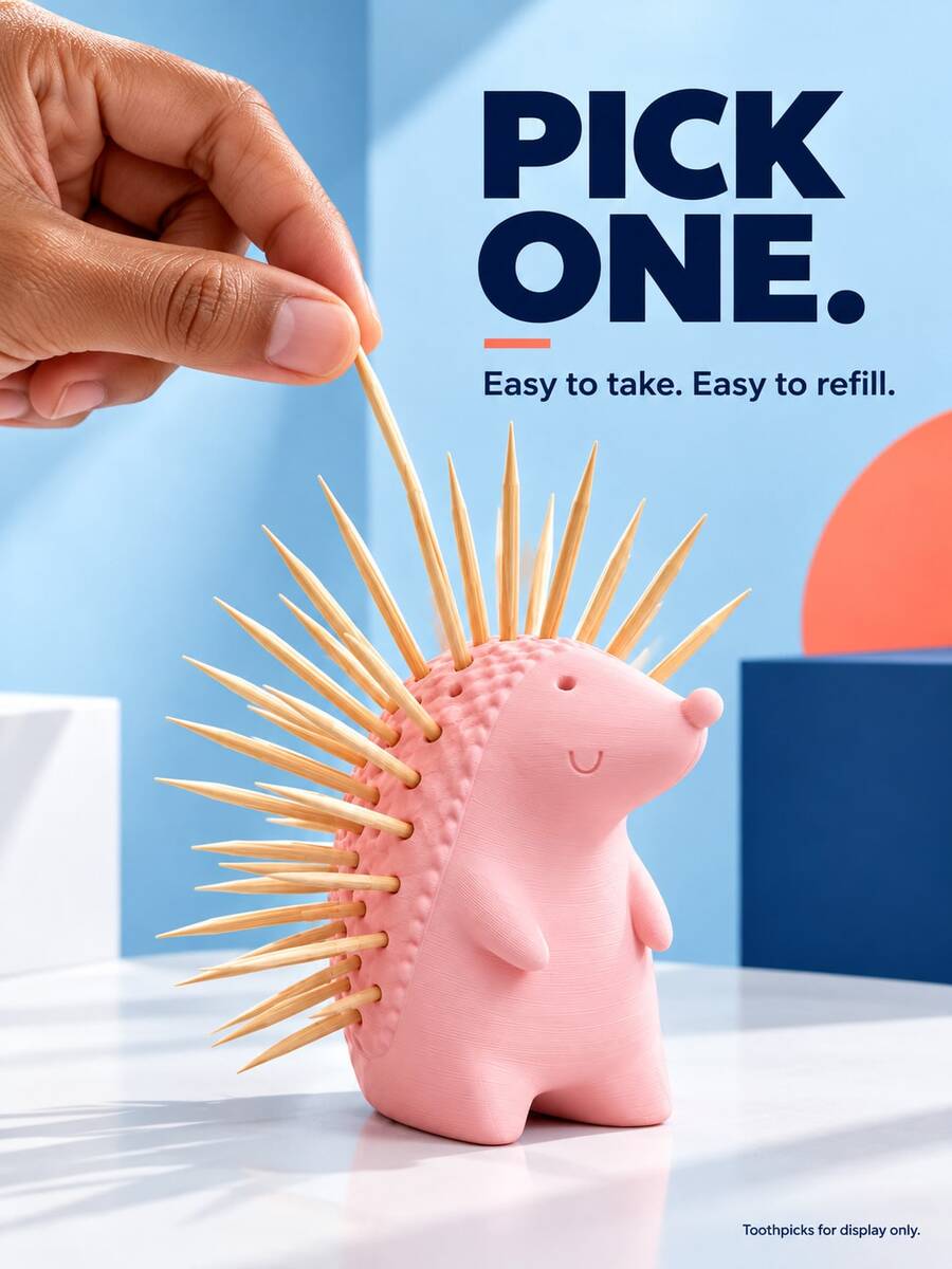 Toothpick Holder, Hedgehog Toothpick Storage Stand, Cute Animal Tabletop Organizer With Individual Slots For Home Kitchen, Dining Room, Cafe And Office Desk, Decorative Ornament And Housewarming Gift - Multicolor - View 1