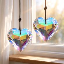 Heart-Shaped Crystal Sun Catcher, Iridescent Prism Pendant, Rainbow Maker Window Hanging Decor, Suitable For Home Decor, Wedding, Gift - A - View 4