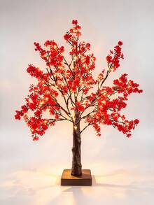 1PC 55CM Red LED Tree Lamp Fairy Light 60LED Warm Light USB Battery Powered Holiday Table Decor - Multicolor - View 3