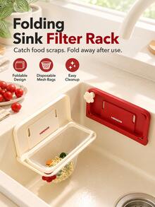 1pc Foldable Kitchen Sink Food Waste Strainer, Suction Cup Sink Drain Filter Rack, Anti-Clog Food Scraps Catcher For Kitchen Sink, Collapsible Strainer Basket, Durable Sink Accessory, Space-Saving Kitchen Tool, Christmas Gift Idea - Conventional - View 1