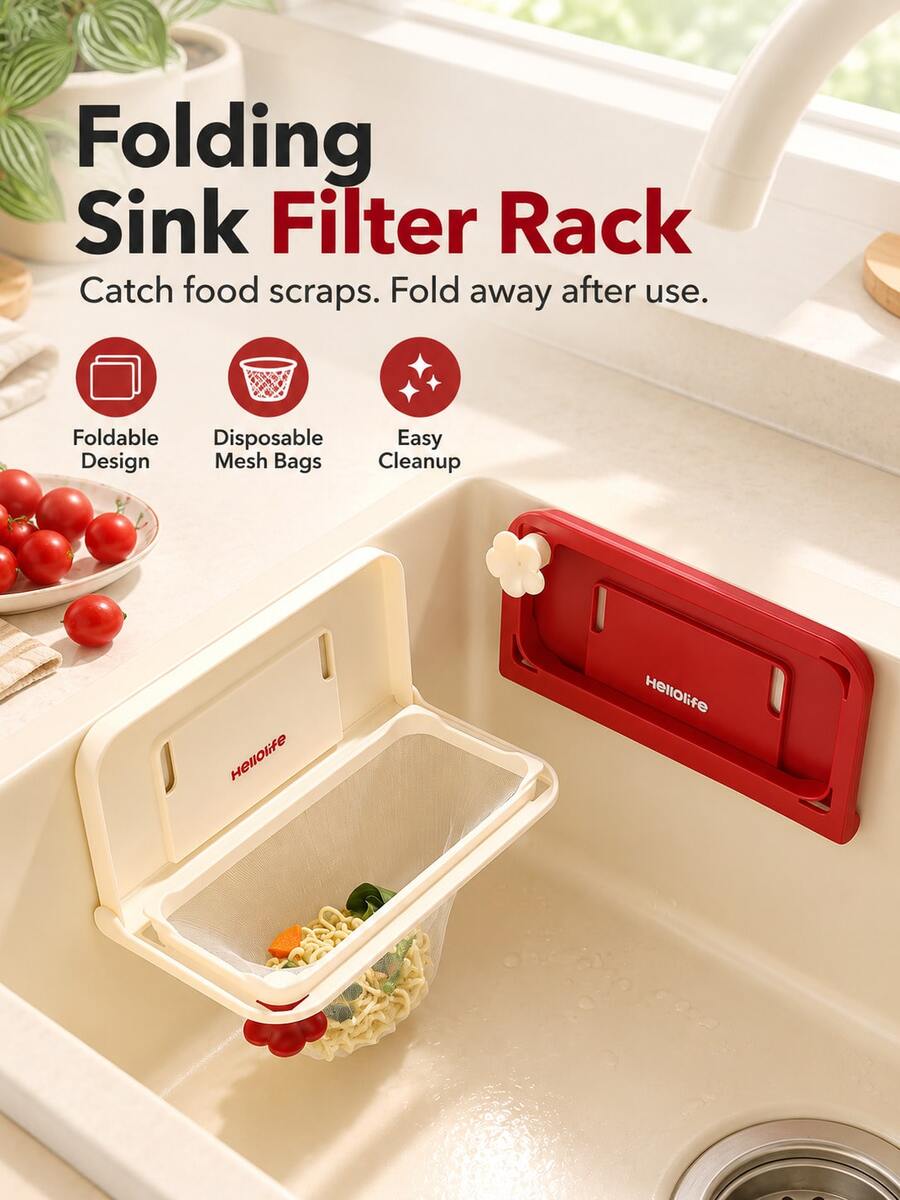 1pc Foldable Kitchen Sink Food Waste Strainer, Suction Cup Sink Drain Filter Rack, Anti-Clog Food Scraps Catcher For Kitchen Sink, Collapsible Strainer Basket, Durable Sink Accessory, Space-Saving Kitchen Tool, Christmas Gift Idea - Conventional - View 1
