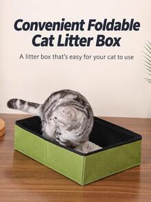 3pcs Foldable Splash-Proof Cat Litter Box (Litter Box Is The Main Item, Scoop Is Included), Litter Mat, Waterproof Portable Cat Potty, Easy-To-Clean And Odor-Free Open Cat Litter Box, Suitable For Travel, Car, And Outdoor Use - Multicolor - View 9