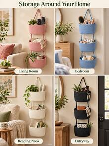 Wall-Mounted Storage Basket For Organizing Miscellaneous Items, Suitable For Wall Storage And Decoration In Bedrooms, Bathrooms, And Studies Home Decor Storage Storage Organizer Closet Organizer And Storage Bathroom Decor Bathroom Storage - Multicolor - View 3