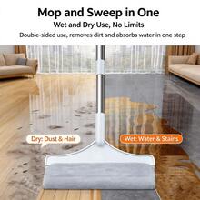 Stainless Steel Telescopic Flat Mop For Home Use-Perfect For Cleaning Under Sofas And Beds As Well As In Narrow Gaps; Features A Dual-Sided Design, Making It An Ideal Tool For Bathroom Cleaning. - A - View 9