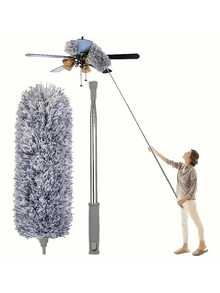 SMEGGEMS Multipurpose Extendable Duster With Bendable Duster Head - Reusable And Washable, Suitable For Cleaning High Ceilings, Furniture And Cars - Grey - View 4
