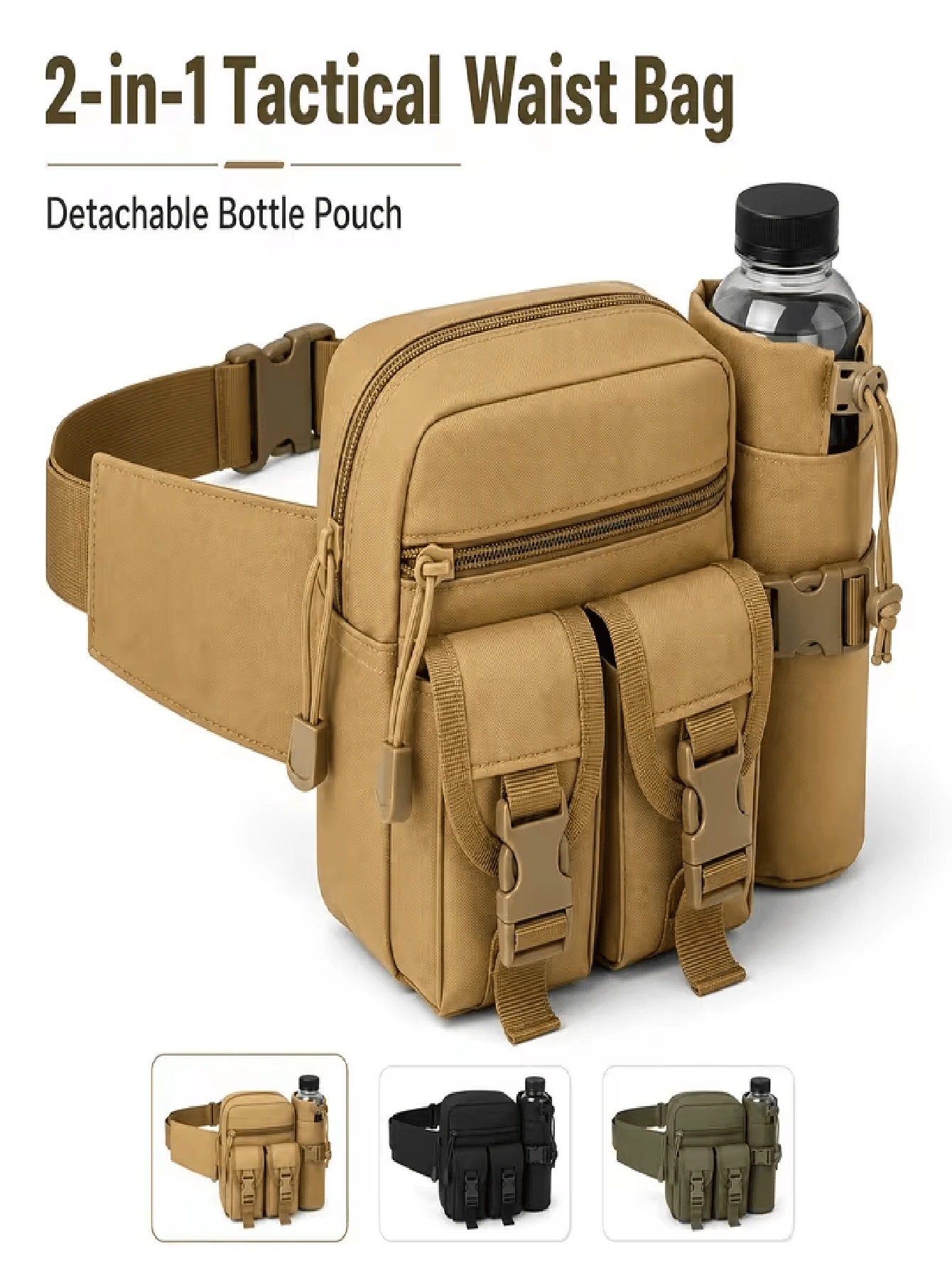 Outdoor Commute Dual-Mode Tactical Waist Bag, Outdoor Hiking Tool Waist Bag, Multi-Compartment Storage Running Sports Waist Bag - A - View 1