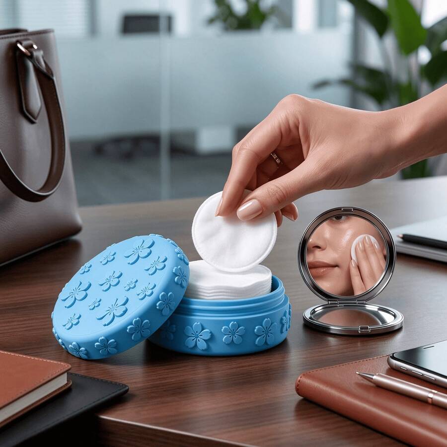 Kotak Penyimpanan Portabel Bulat Timbul Bunga Sakura 3D Segar, Organizer Perhiasan Mini untuk Rumah, Anting, Ikat Rambut, Cotton Bud, dan Perlengkapan Lainnya, Tersedia Berbagai Warna
