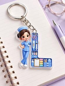 Móc khóa acrylic 2D chữ cái y tá, móc khóa chủ đề y tá độc đáo, 26 chữ cái, y tá, đồng phục y tá màu xanh, phụ kiện móc khóa, phụ kiện thời trang, móc khóa đồng bộ phù hợp cho nhiều dịp, quà tặng hoàn hảo cho bạn bè, trang trí chìa khóa xe, ba lô, điện thoại và túi xách, quà kỷ niệm hoàn hảo cho y tá và nhân viên y tế - Nhiều màu - Xem 3