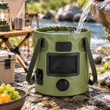 25L Foldable Camping Bucket With Valve Portable Collapsible Bucket - Green - View 4