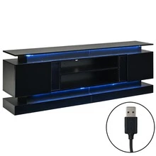 180 * 35 * 60 Cm TV Cabinet / Elegant, Simple TV Stand / With 2 Acrylic Doors / Multi-Part Storage System / Adjustable Shelves / Suitable For The Living Room - Black - View 11