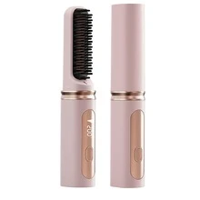 Wireless Charging Hair Straightener Portable Mini Hair Straightener Negative Ion Dual Use Curler And 2 In 1 Electric Heated Comb Battery Capacity 4000mAh - Multicolor - View 12