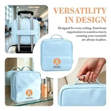Standing Vanity Storage Box With Multi-Compartment Dividers, Large Capacity Main Compartment, Waterproof Mesh Pocket, Pressure-Resistant & Non-Deforming Cosmetic Organizer, Portable Business Travel Makeup Bag, Fits Luggage - Multicolor - View 6