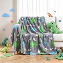 1pc Forest Volcano Dinosaur Glow-In-The-Dark Blanket, Soft Flannel Blanket, Suitable For Sofa, Living Room, Bedroom And Outdoors, Holiday Decoration Gift, Perfect For Teens And Adults - Multicolor - View 5