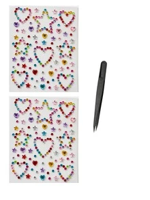 1pc/2pcs, ABS Plastic Face Decoration Sticker Set With Tweezers, Colorful Rhinestone White Rhinestone Rainbow Moon White Moon, Christmas Party Photo Shoot New Year's Eve Music Festival Concert Face Makeup Stickers - Multicolor - View 16
