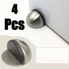 4pcs Steel Door Stopper With Rubber Cushion, No Drill Anti-Collision Glass Door Fixer, Suitable For Home And Bathroom - A - View 12
