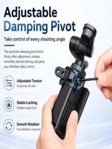 Magnetic Foldable Sports Camera Bracket, Multi-Function Adapter Frame, Compatible With DJI Pocket 3 / Pocket 4, With 1/4" Thread Interface For Tripod, Supports Connecting Fill Light & Microphone - View 9
