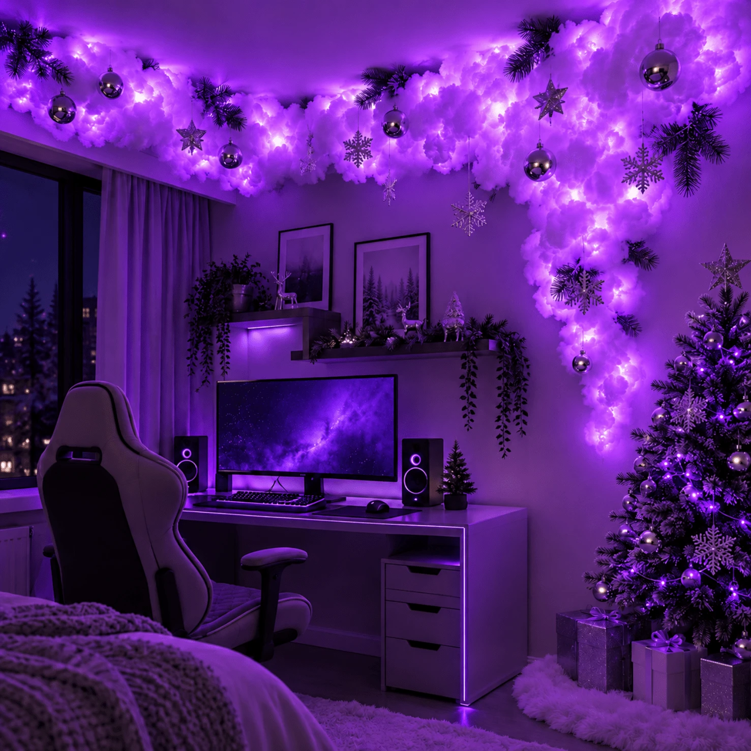 BINDLAN 3D Thunder Cloud Lamp, RGB Color Changing, Music Sync, Wall And Ceiling Mount For Gaming Room, Aesthetic Room, Bedroom, Halloween Party And Christmas Party, Ambient Cloud Light, Led Strip, Holiday Decor, Dynamic Lighting, Indoor Led Lighting - Multicolor - View 1